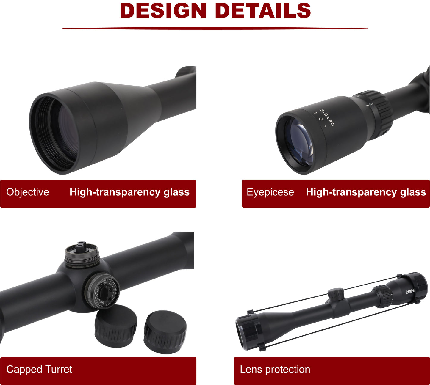 CUINFI 3-9×40 Rifle Scope – Multi-Coated Optics, IP67 Waterproof, 1500G Shockproof, High-Transparency Glass, Lightweight 417g Hunting Scope for Precision Shooting