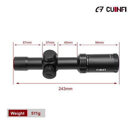 CUINFI 1-6×24 Rifle Scope – Illuminated Reticle with 6 Brightness Levels, Multi-Coated Lens, IP67 Waterproof, 1500G Shockproof, Fast-Focus Eyepiece, Compact Tactical Optic for Hunting and AR Rifles