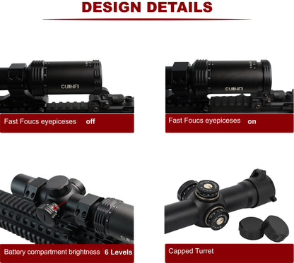 CUINFI 1-6×24 Rifle Scope – Illuminated Reticle with 6 Brightness Levels, Multi-Coated Lens, IP67 Waterproof, 1500G Shockproof, Fast-Focus Eyepiece, Compact Tactical Optic for Hunting and AR Rifles
