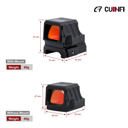 CUINFI 1×21 Red Dot Sight – Solar Powered Reflex Optic with 2 MOA Dot & 32 MOA Circle Reticle, IP67 Waterproof, Shockproof 1500G, Compact Red Multi-Reticle Sight for Rifle & Airsoft