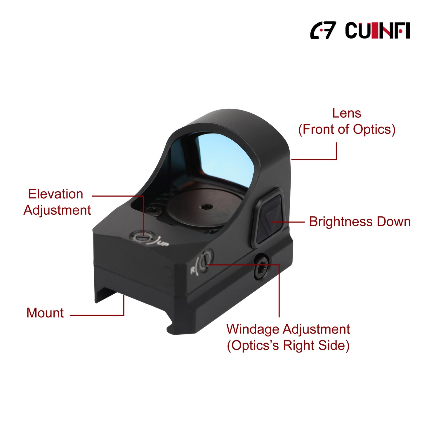 CUINFI 1×24 Red Dot Sight – Solar & Battery Powered Reflex Optic, Multi-Reticle (2 MOA Dot + 48 MOA Circle), IP67 Waterproof, 1500G Shockproof, Lightweight 60g Tactical Sight