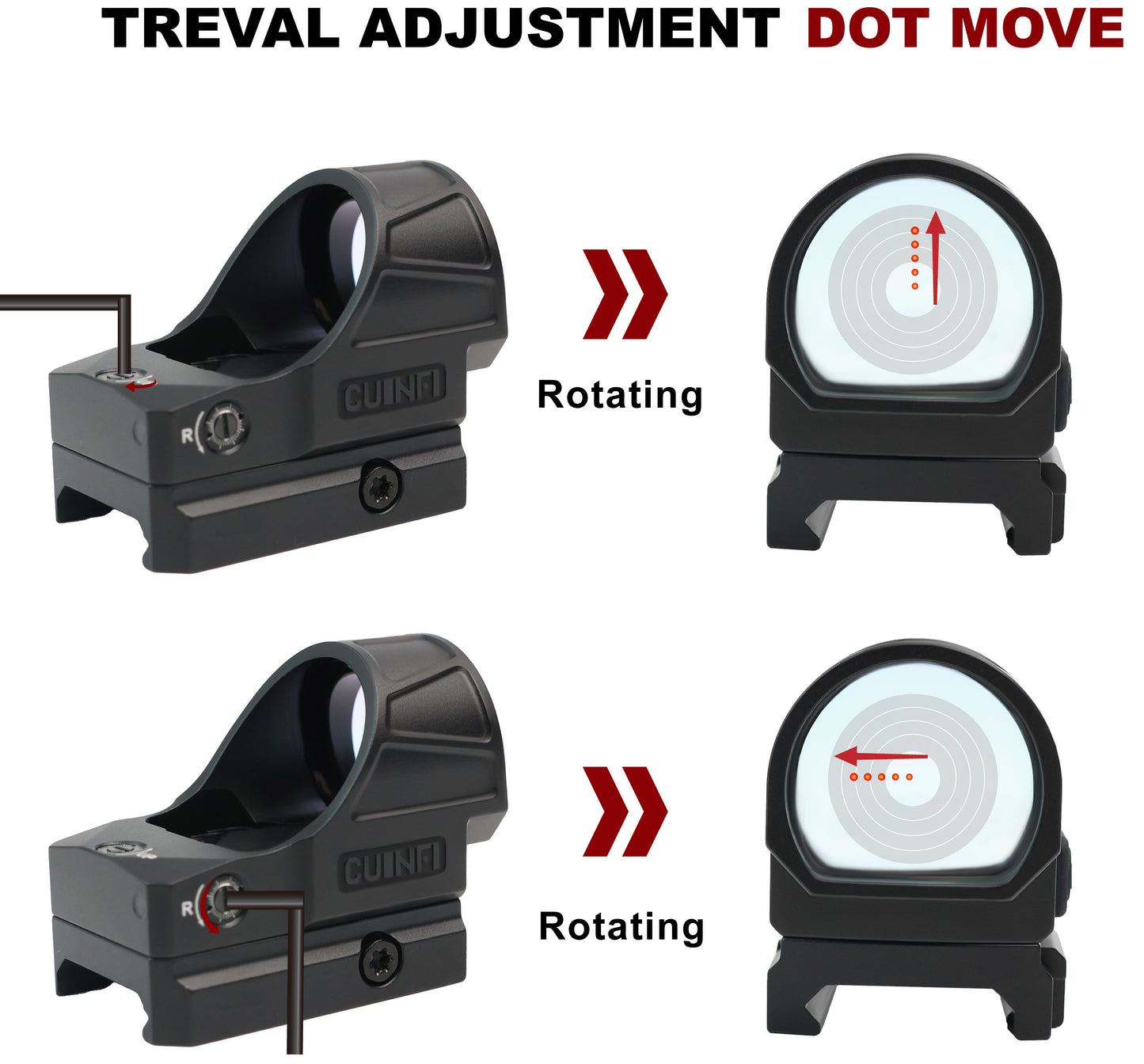 CUINFI 1x26 Red Dot Sight – Solar Powered Reflex Optic with Built-in Battery, IP67 Waterproof, Shockproof 1500G, Wide Field of View for Rifle & Airsoft