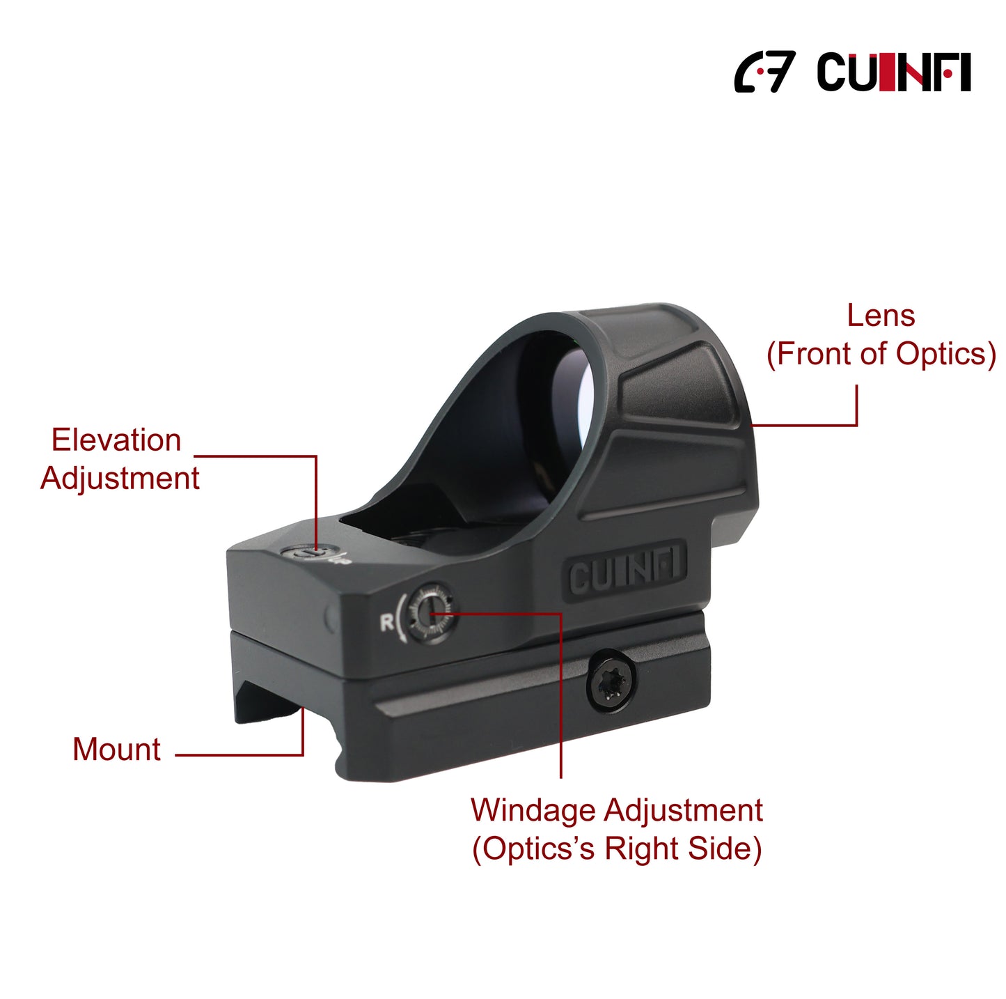CUINFI 1x26 Red Dot Sight – Solar Powered Reflex Optic with Built-in Battery, IP67 Waterproof, Shockproof 1500G, Wide Field of View for Rifle & Airsoft