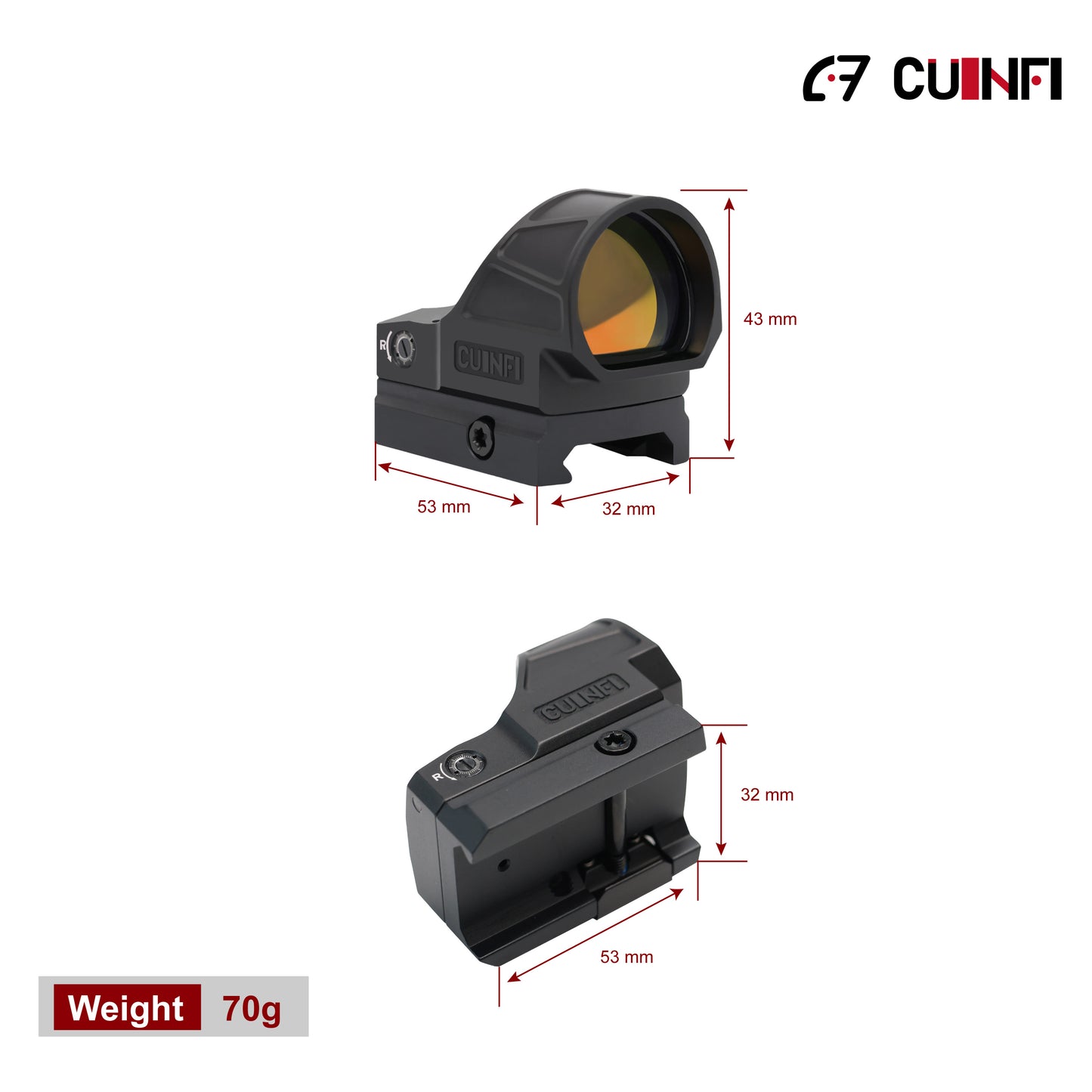 CUINFI 1x26 Red Dot Sight – Solar Powered Reflex Optic with Built-in Battery, IP67 Waterproof, Shockproof 1500G, Wide Field of View for Rifle & Airsoft