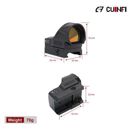 CUINFI 1x26 Red Dot Sight – Solar Powered Reflex Optic with Built-in Battery, IP67 Waterproof, Shockproof 1500G, Wide Field of View for Rifle & Airsoft