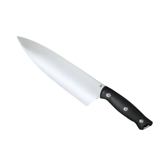 Knife with a black handle on a white background
