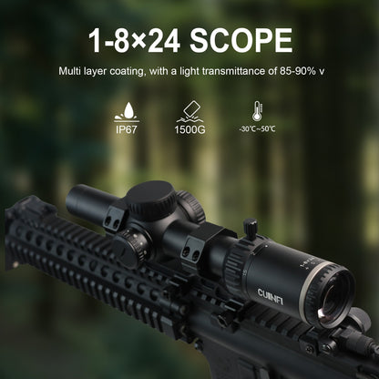 CUINFI 1-6x24 LPVO Rifle Scope – Illuminated Reticle, 30mm Tube, Tactical Optic for Hunting & Shooting, Waterproof, Fog-proof, Shockproof (273mm / 610g)