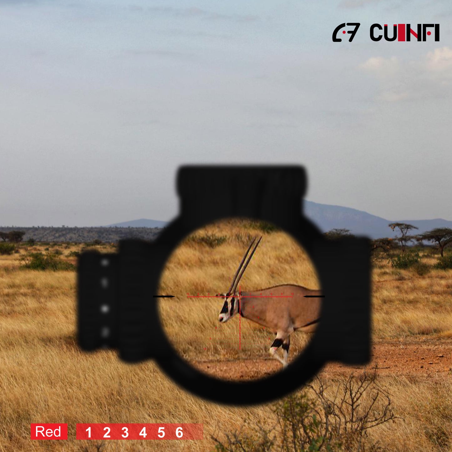 CUINFI 5-25×56 Rifle Scope – Illuminated Long Range Optic with 6-Level Red Brightness, Side Parallax Adjustment 25 yds–∞, Multi-Coated Lens, IP67 Waterproof, 1500G Shockproof, Fast-Focus Eyepiece