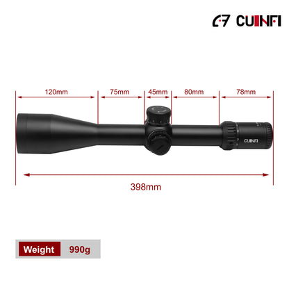 CUINFI 5-25×56 Rifle Scope – Illuminated Long Range Optic with 6-Level Red Brightness, Side Parallax Adjustment 25 yds–∞, Multi-Coated Lens, IP67 Waterproof, 1500G Shockproof, Fast-Focus Eyepiece