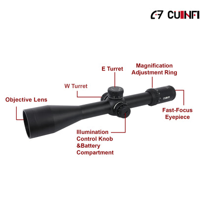CUINFI 5-25×56 Rifle Scope – Illuminated Long Range Optic with 6-Level Red Brightness, Side Parallax Adjustment 25 yds–∞, Multi-Coated Lens, IP67 Waterproof, 1500G Shockproof, Fast-Focus Eyepiece