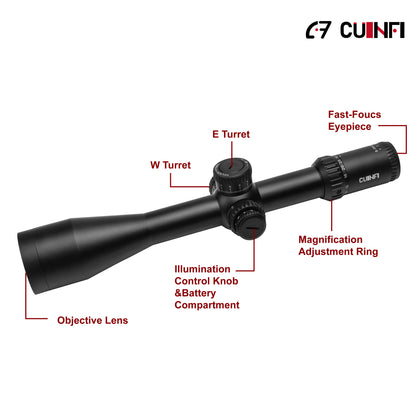 CUINFI 5-30×56 Rifle Scope – Long Range Illuminated Optic with 6-Level Red Brightness, Side Parallax Adjustment (30yds–∞), IP67 Waterproof, Multi-Coated Lens, 1500G Shockproof, Fast-Focus Eyepiece