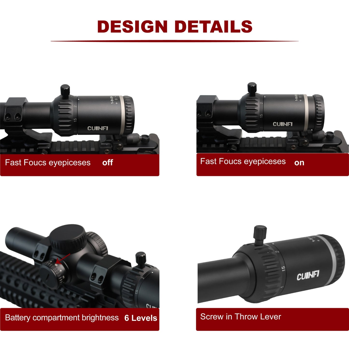 CUINFI 1-6x24 LPVO Rifle Scope – Illuminated Reticle, 30mm Tube, Tactical Optic for Hunting & Shooting, Waterproof, Fog-proof, Shockproof (273mm / 610g)