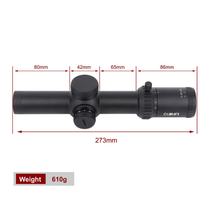 CUINFI 1-6x24 LPVO Rifle Scope – Illuminated Reticle, 30mm Tube, Tactical Optic for Hunting & Shooting, Waterproof, Fog-proof, Shockproof (273mm / 610g)